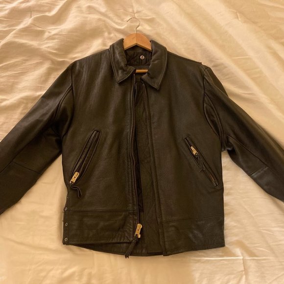 Black Leather Jacket -- Excellent Condition & Heavy Duty - Picture 1 of 3